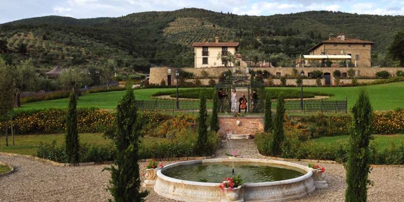 View of Exclusive weddings villa Italy Baroncino garden, Villa Adele and Villa Vittoria