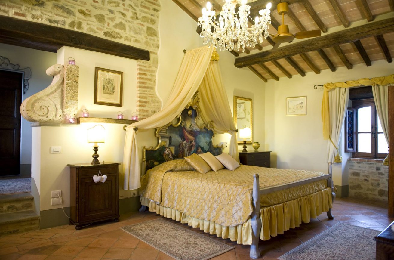The Master bedroom in the wedding suite of Villa san Crispolto